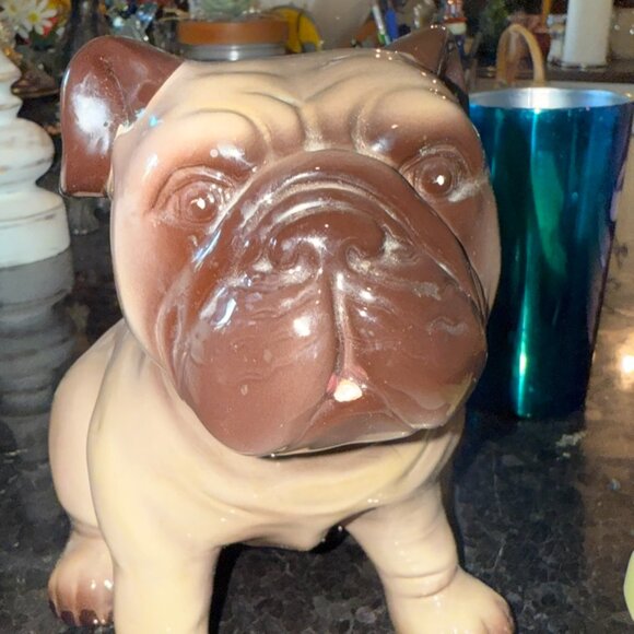 Milo Ceramic VTG Pug English Bulldog Sitting Statue Figurine Tongue Sticking Out - Picture 13 of 14